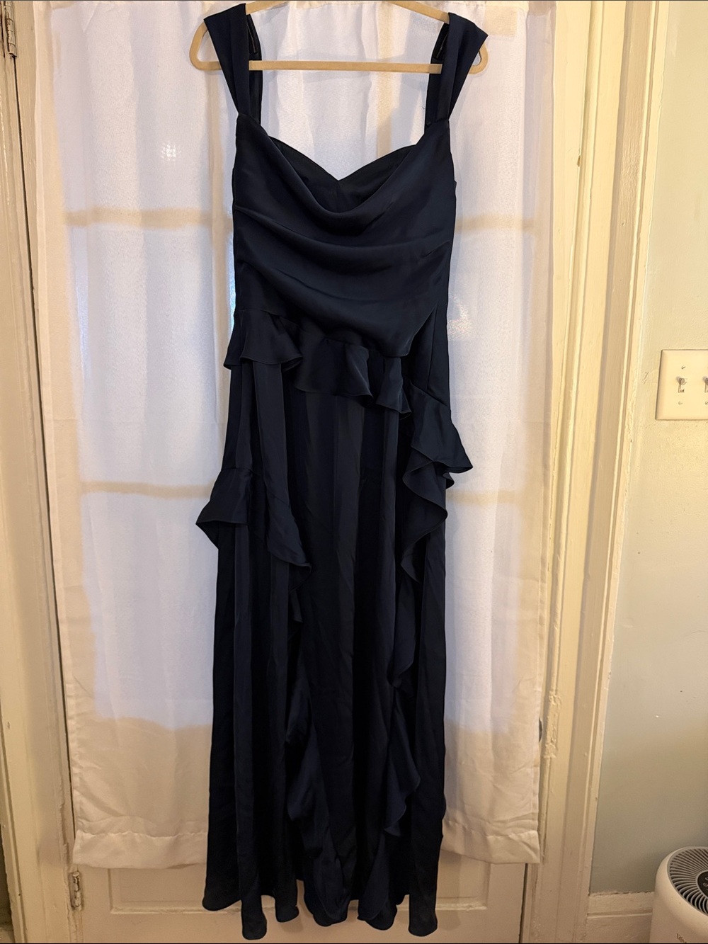 Azazie Navy Ruffle-Strap Maxi Dress - Picture 3 of 4